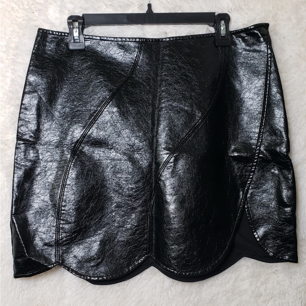 Sleek Black Leather Mini Skirt